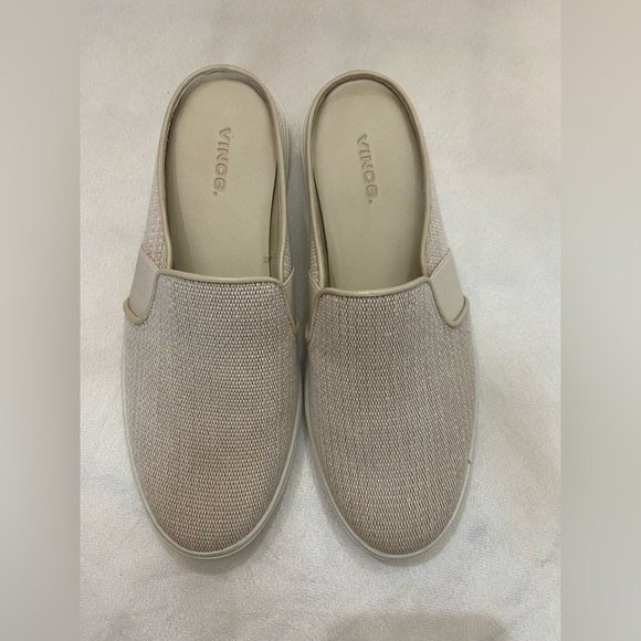 Vince Blair Cream Knit Slip-On Sneakers Mules Minimalist Casual Chic us 7 - Picture 9 of 9